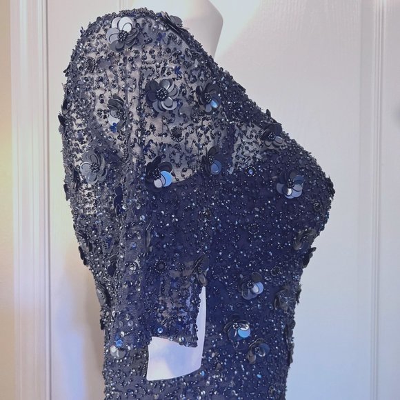 Adrianna Papell Navy Sequin Dress - Picture 3 of 16